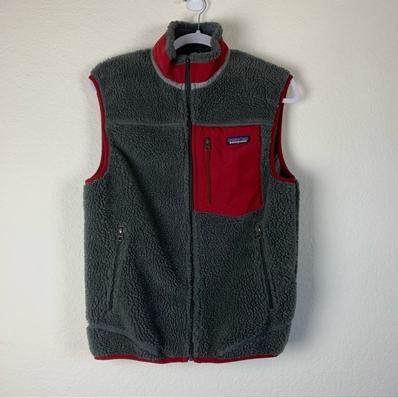 Patagonia Mens grey red full zip classic retro X vest S - Picture 1 of 7